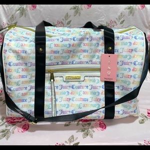 Juicy Couture XLarge White Logo Rainbow Letters Travel Bag